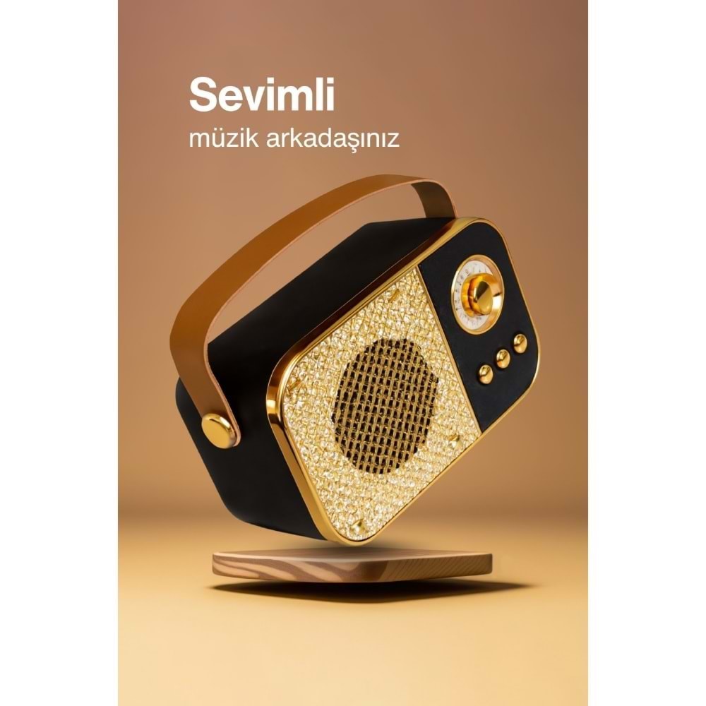 Concord M24 Şarjlı Bluetooth Hoparlör 5W Mini Radyo Sd Kart Usb Girişli Ses Bombası - Siyah