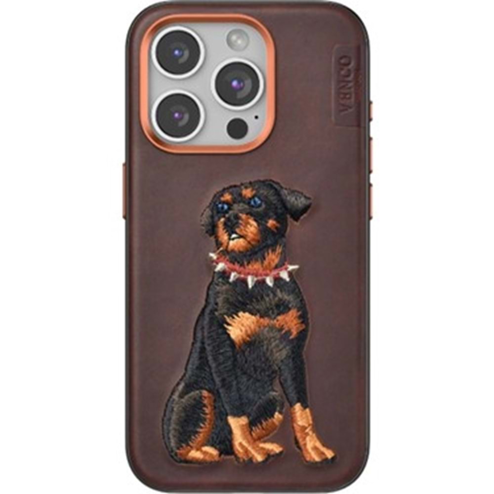 Venco iPhone 16 Pro Perma Desenli Kapak - Koyu Kahve