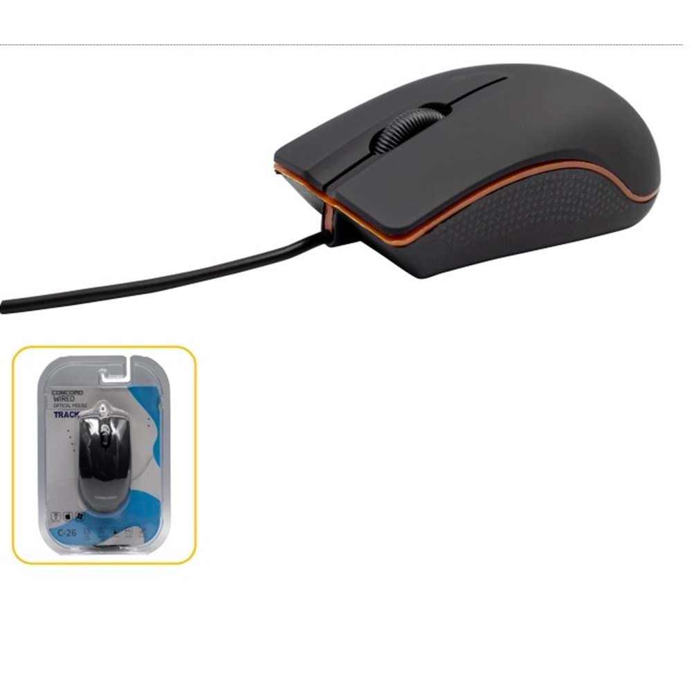 Concord C26 Optik Kablolu Mouse Siyah