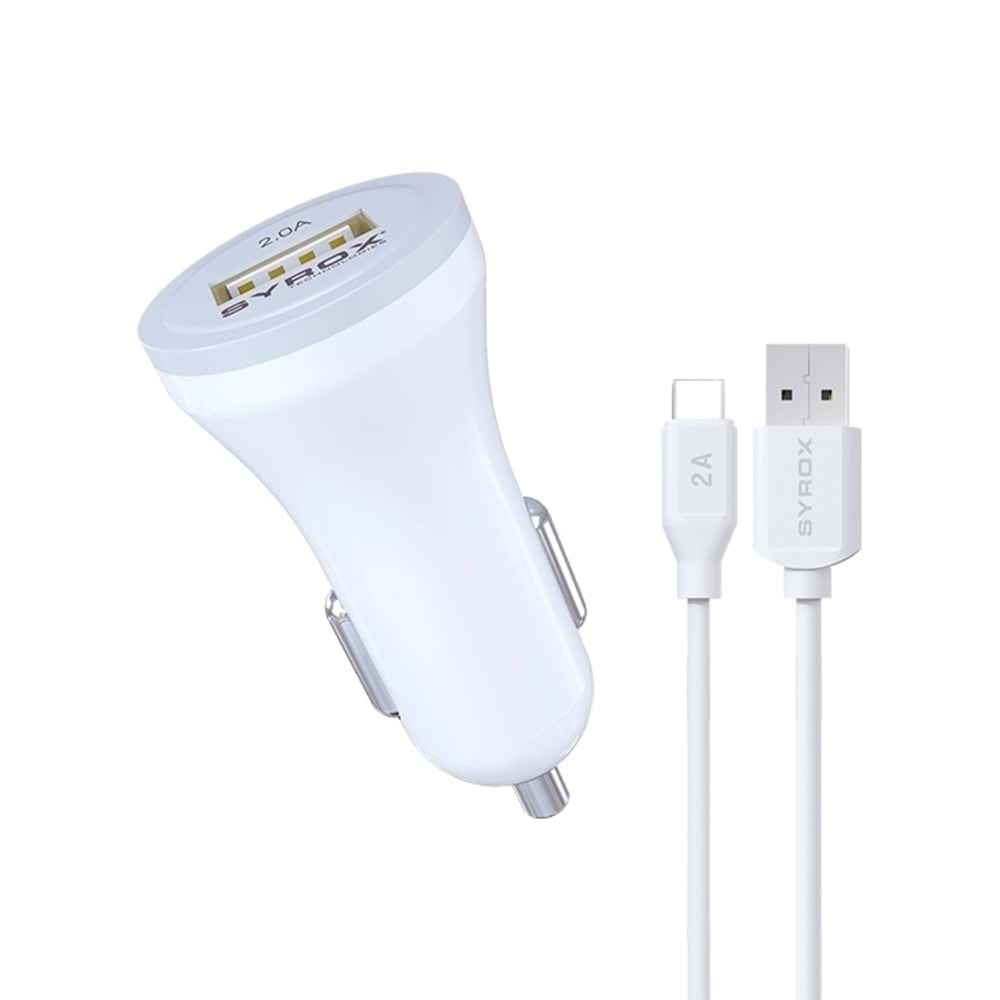 Syrox C44T Type-C / Usb-A 2.0A Araç içi şarj adaptörü