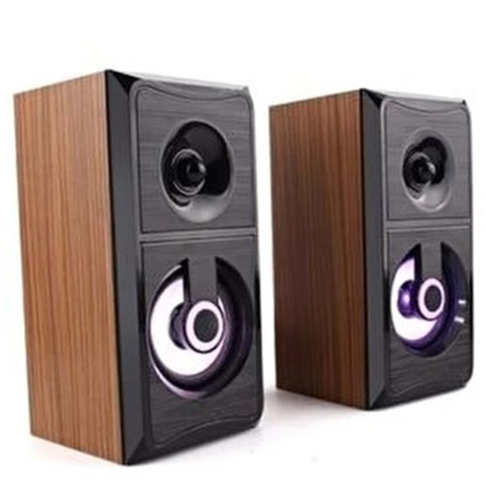 Concord C8006 Pc Speaker Rgb Işıklı 1+1 Ahşap Görünümlü Usb Kablolu Hoparlör - Kahverengi