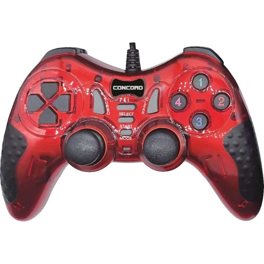 Concord C899 USB 2.0 Kablolu Pc Oyun Kolu Titreşimli Joystick - Kırmızı