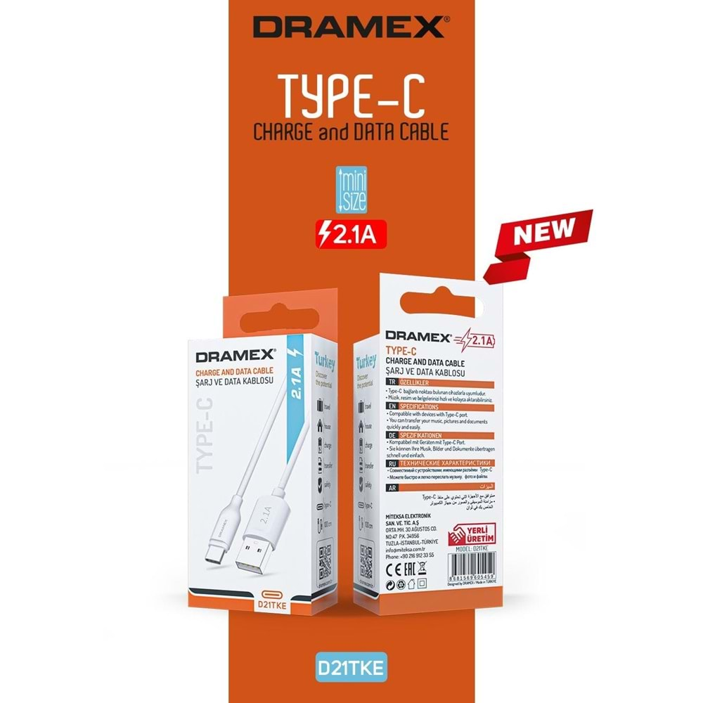 Dramex 2.1A Type-C Kablo D21Tke (Syrox)