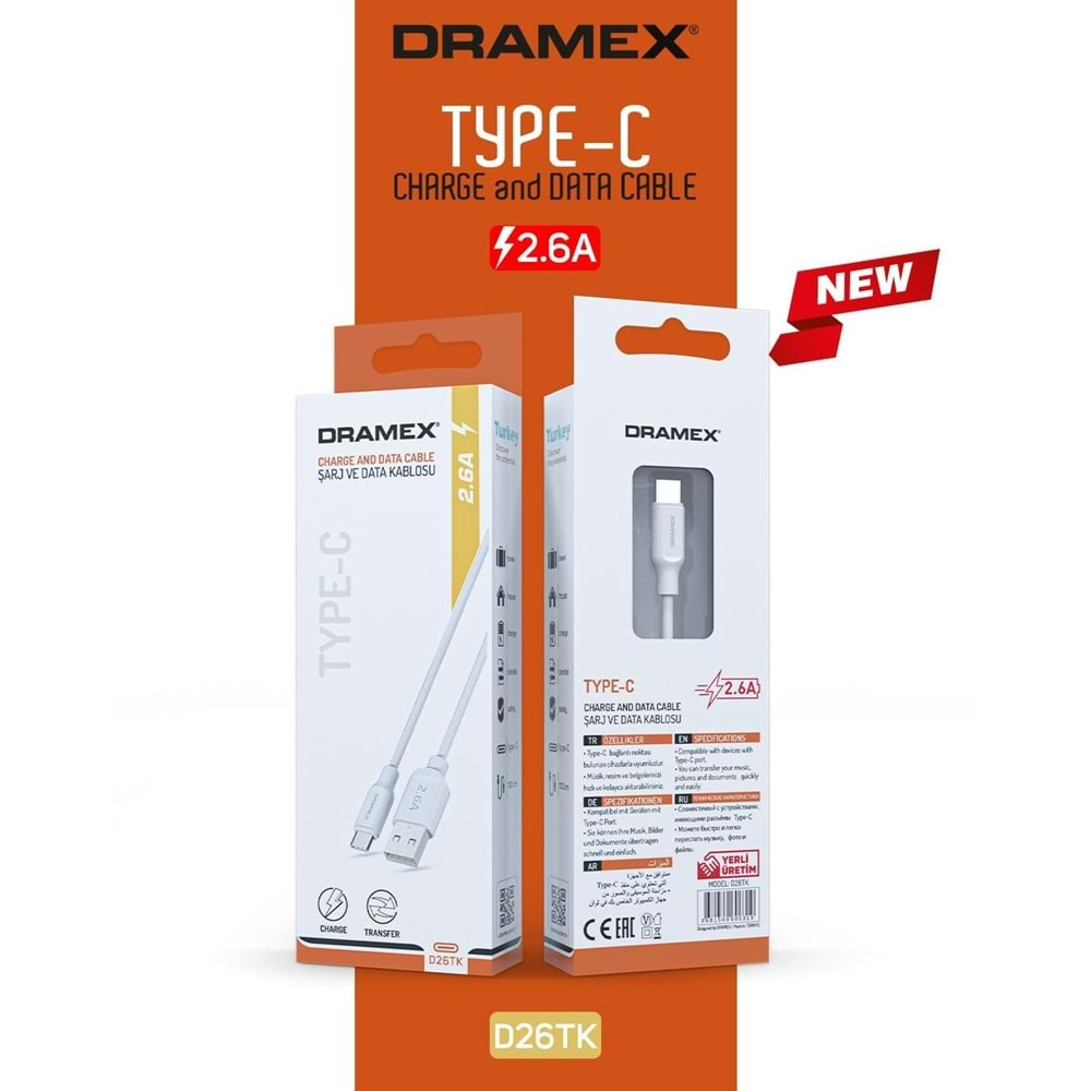 Dramex 2.6A Type-C Usb Kablo D26Tk (Syrox)