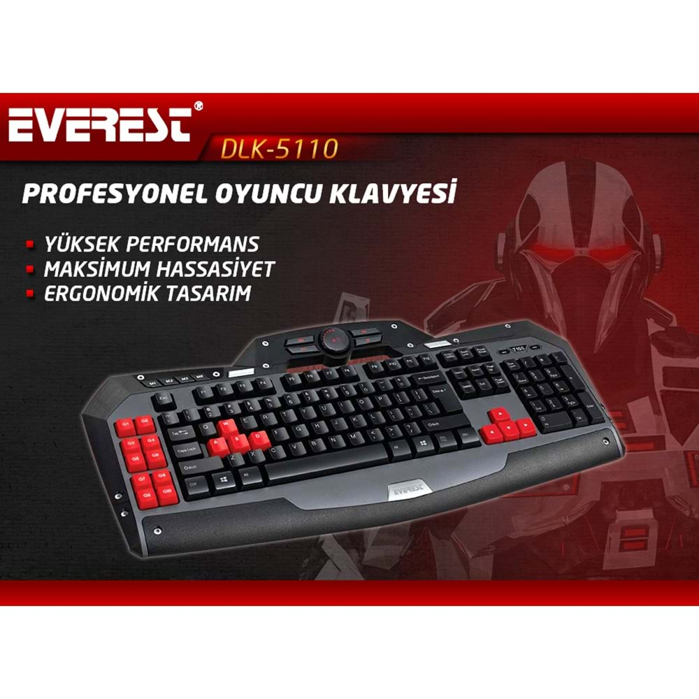 Everest Rampage Dlk-5110 Siyah Usb Makrolu Gaming Q Multimedia Klavye