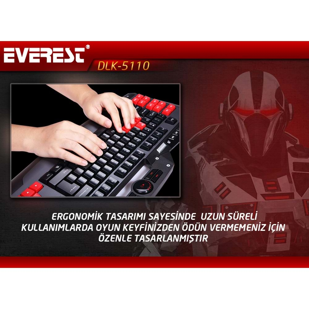 Everest Rampage Dlk-5110 Siyah Usb Makrolu Gaming Q Multimedia Klavye