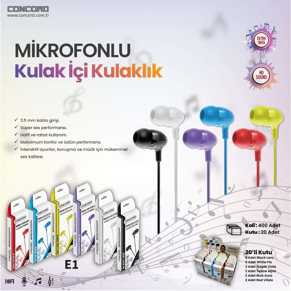 Concord E1 Mikrofonlu Kulaklık