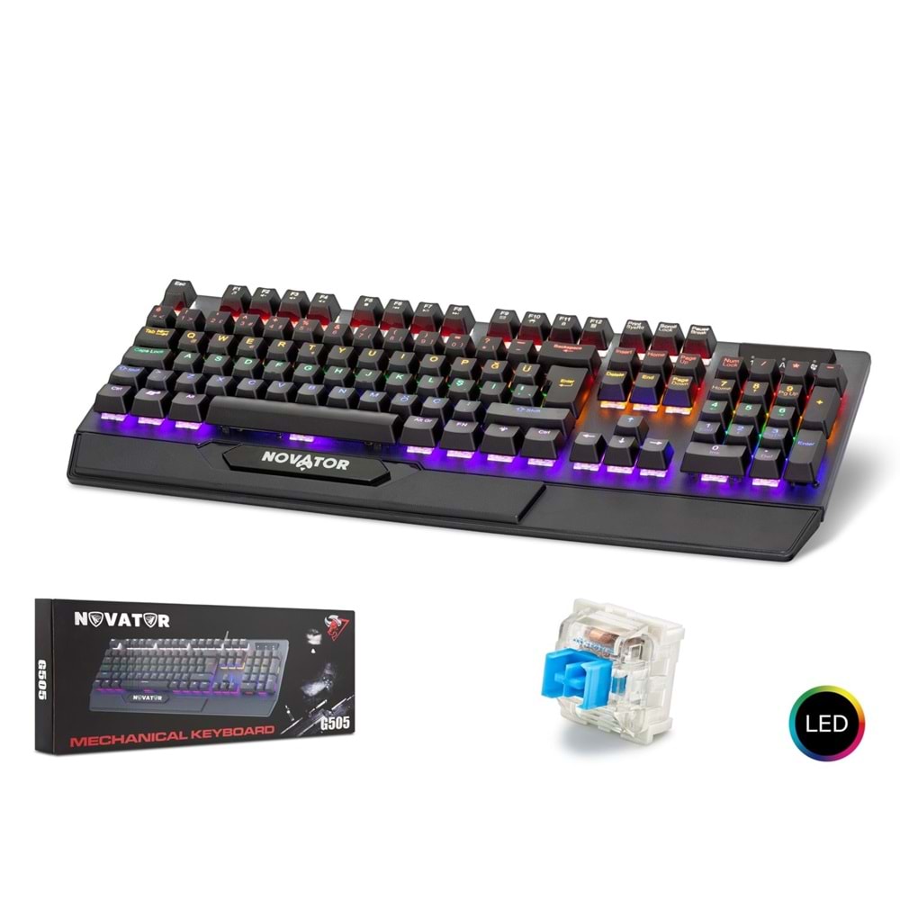 Novator G505/10 Klavye Oyun Mekanik Rgb Ve Blue Swıtch Q