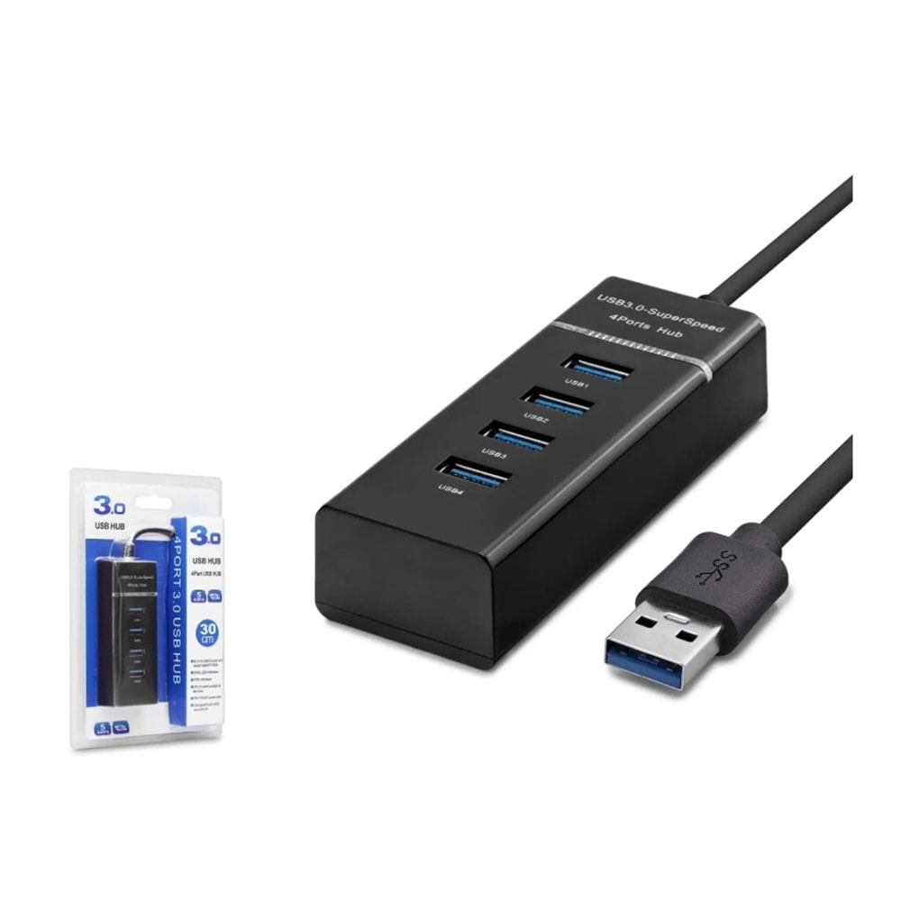 HADRON HDX7017 USB 3.0 Hub 4 Port 0.3 m - Siyah