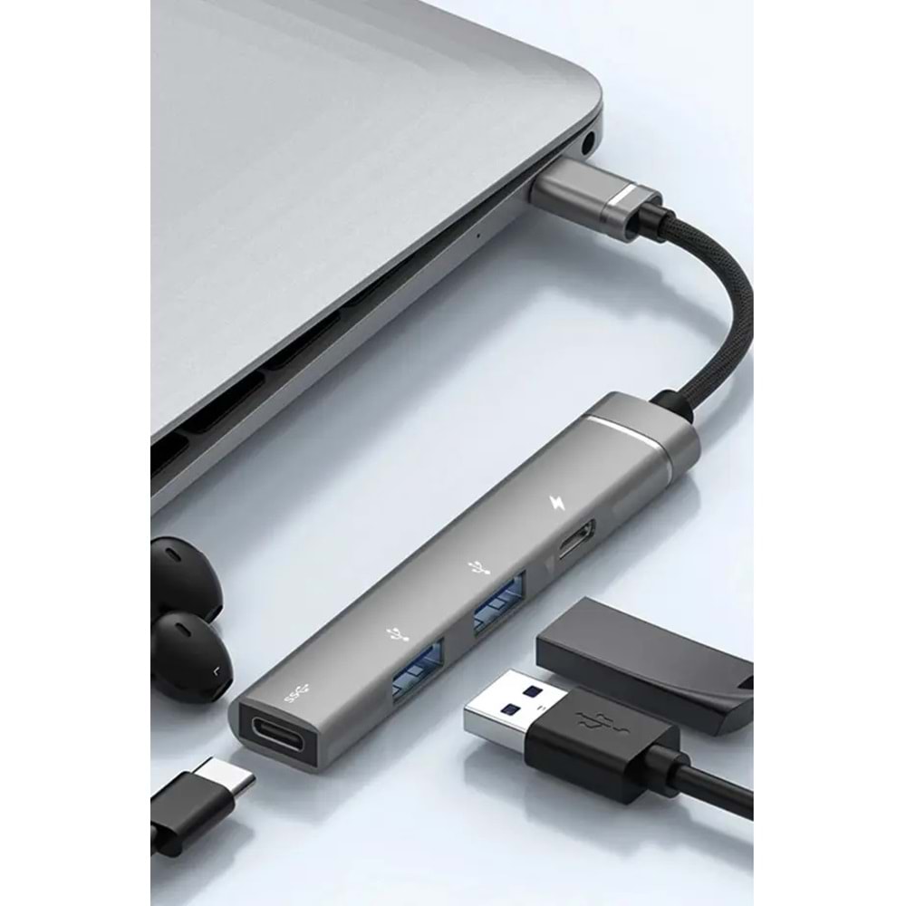 Earldom HUB19 2 Adet USB ve 2 Adet Type-C Çıkışlı PD Şarj Destekli Hub Dönüştürücü