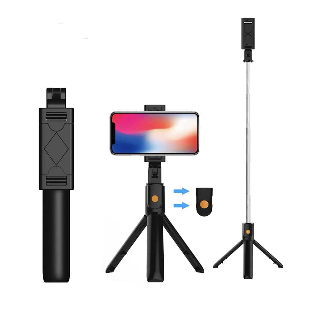 Tripod Özellikli K07 Bluetooth Selfie Çubuğu İos Android