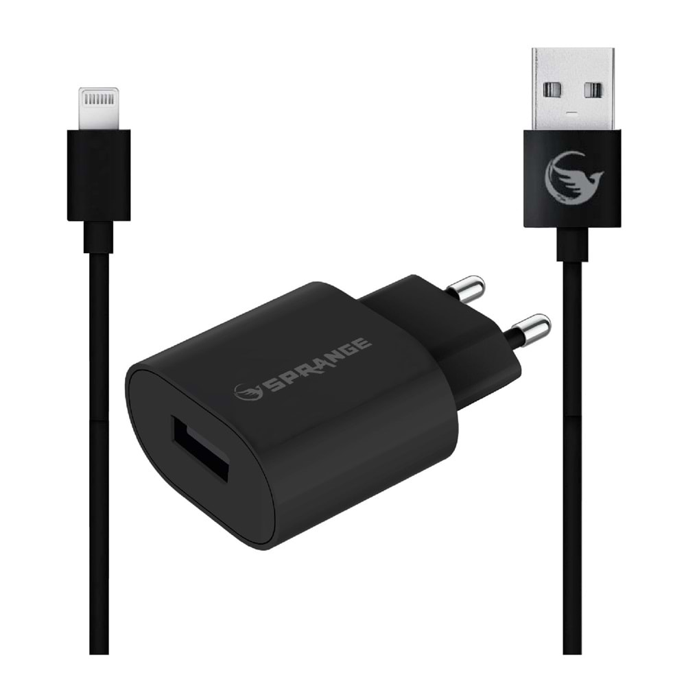 Sprange L20 2.1A Lightning ( İphone ) Usb Şarj Seti Siyah