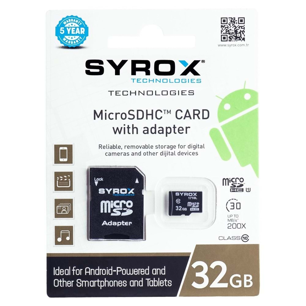 Syrox 32 Gb Micro Sd Card Hafıza Kartı & Adaptörü Class 10 Mc32