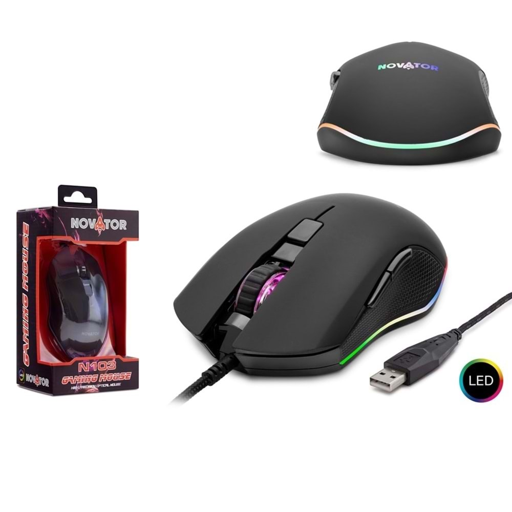 Novator N103 Mouse Kablolu Oyun Usb Ledli 2000 Dpı