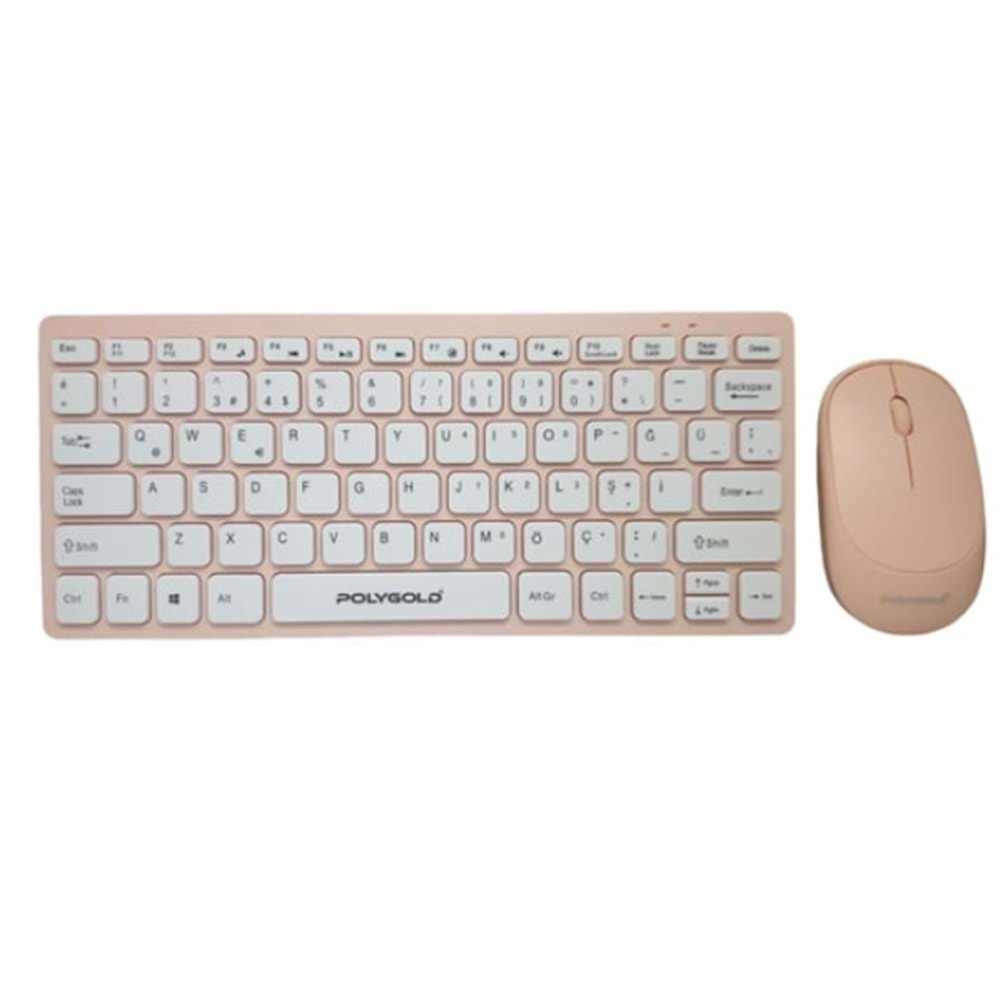 Polygold PG8030 Kablosuz Mini Klavye Mouse Seti - Pembe