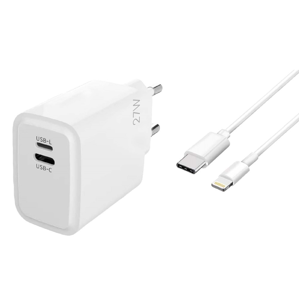 Sprange PLT27 Çift Çıkış Usb Pd 27W Şarj Adaptörü Lightning Kablo