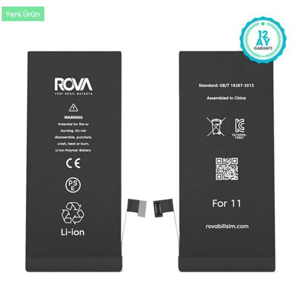 Rova İphone 11 Batarya 3500 Mah Güçlendirilmiş