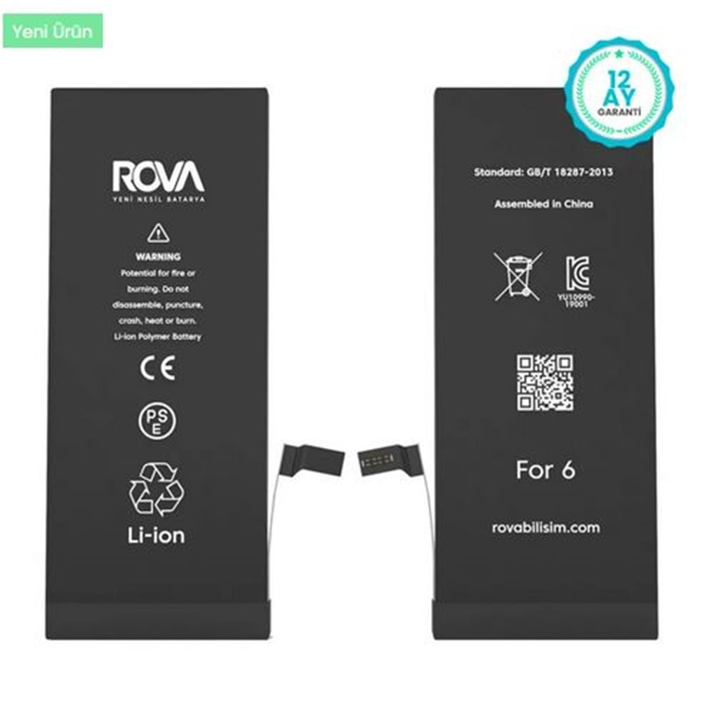 Rova İphone 6 Batarya 2320 Mah Güçlendirilmiş