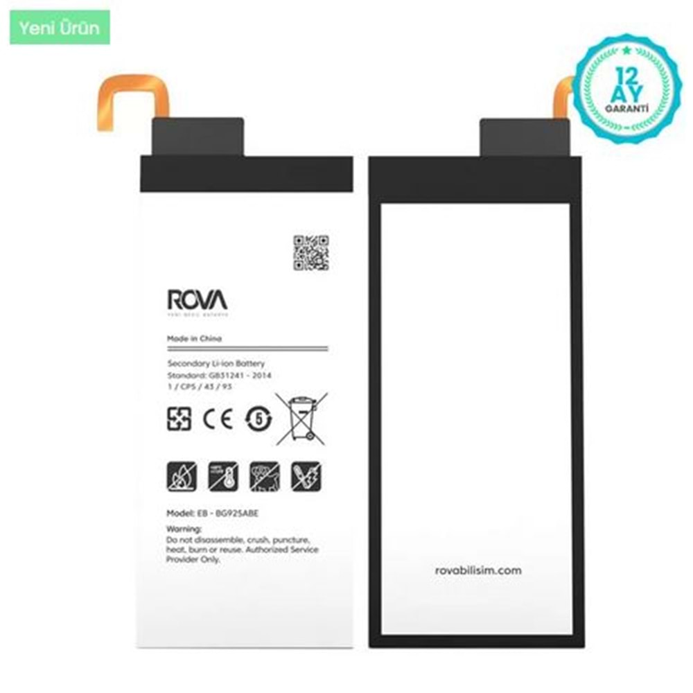 Rova Samsung S6 Edge Sm-G925 Batarya Pil 2600 Mah (Eb-Bg925Abe)