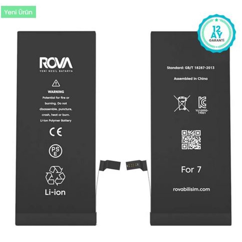 Rova İphone 7 Batarya 2300 Mah Güçlendirilmiş