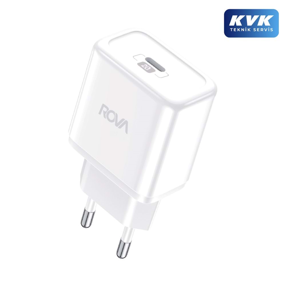 Rova RV-SB101T BD666 20W Şarj Aleti PD20W 1.2M C-C Beyaz Kablolu
