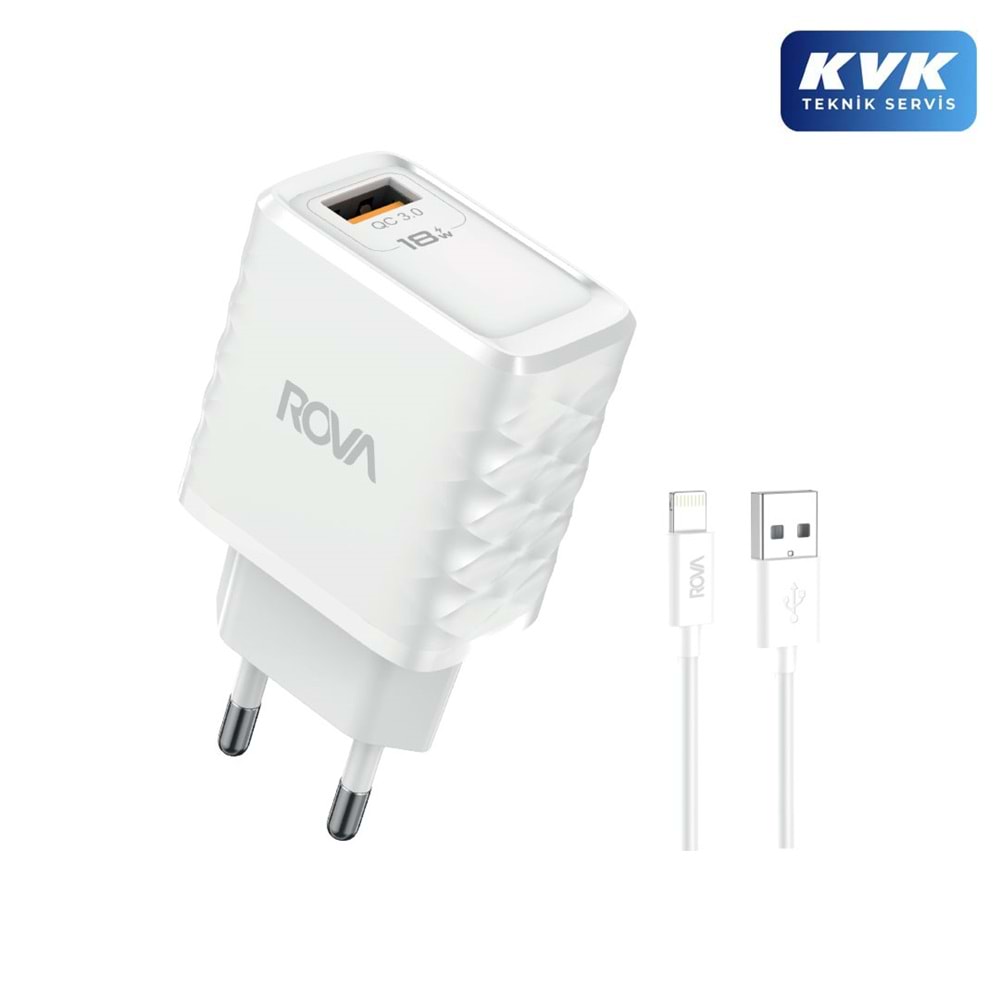 Rova RV-SB113L 18W Usb Giriş Lightning Şarj Aleti 2.4A 1m