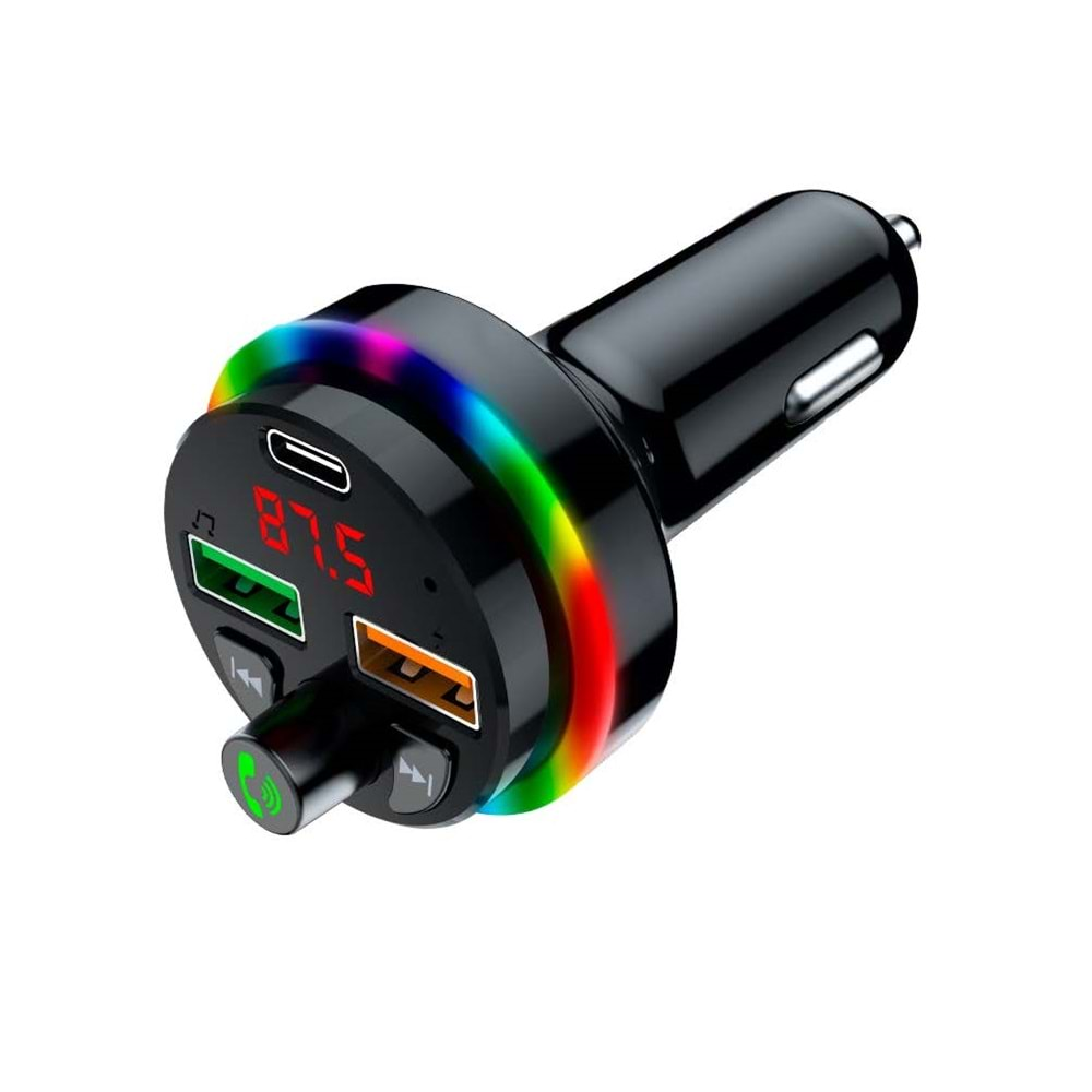 Sprange SFT1 PD 25W QC 3.1A USB Şarj RGB Led Fm Transmitter