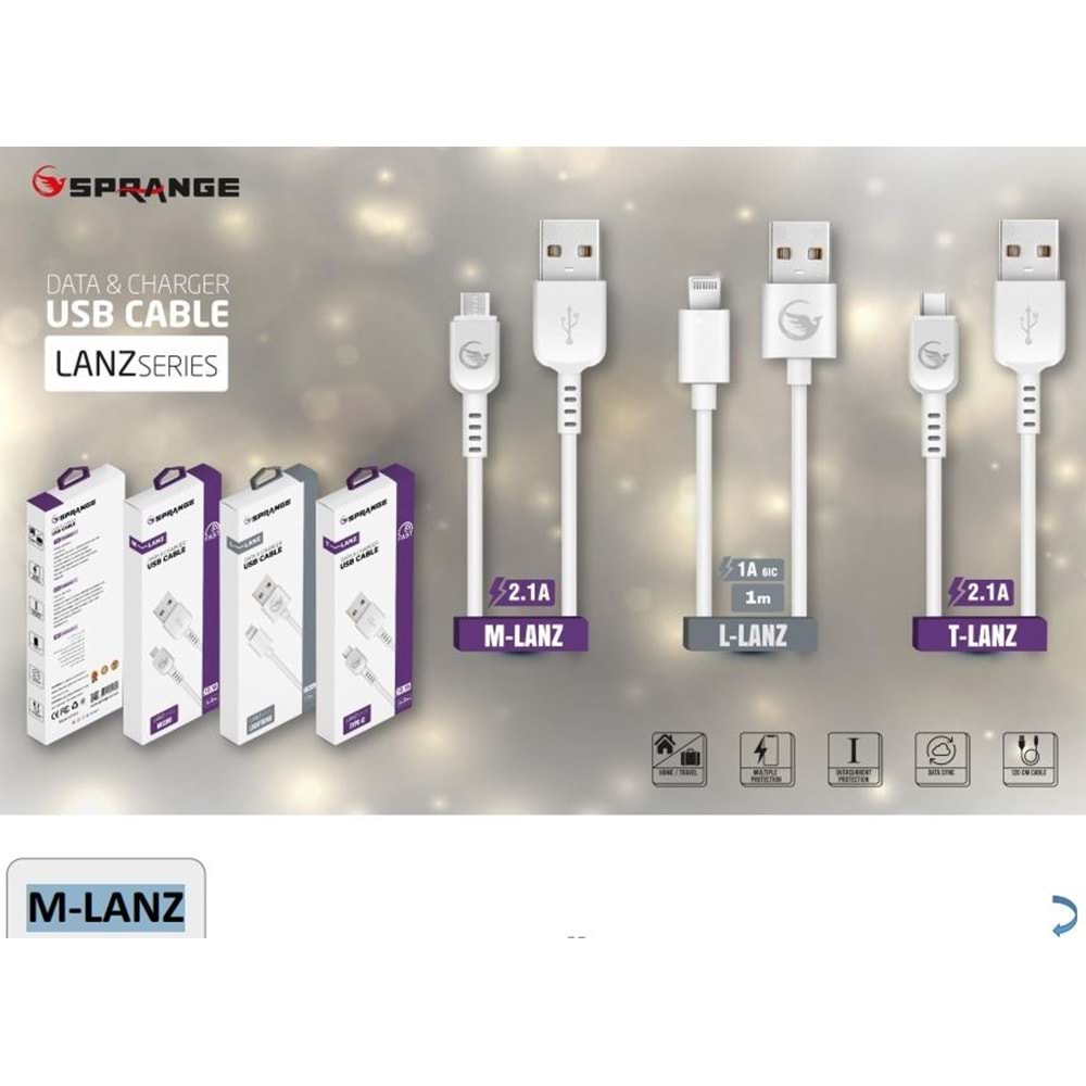 Sprange M-Lanz Micro Usb Kablo (2.1 Amper) 1.2 Mt