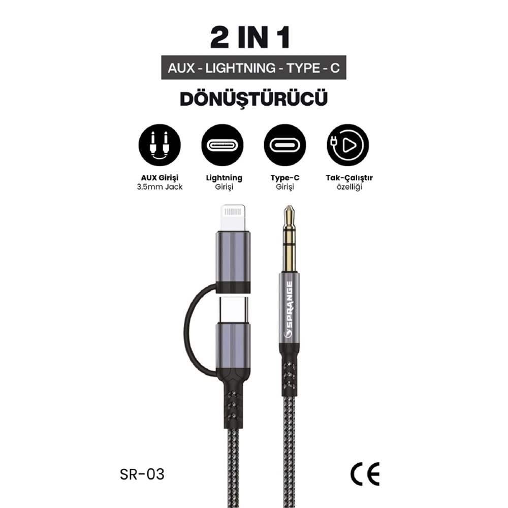 Sprange SR-03 Type-c & Lightning 2in1 Aux OTG Dönüştürücü