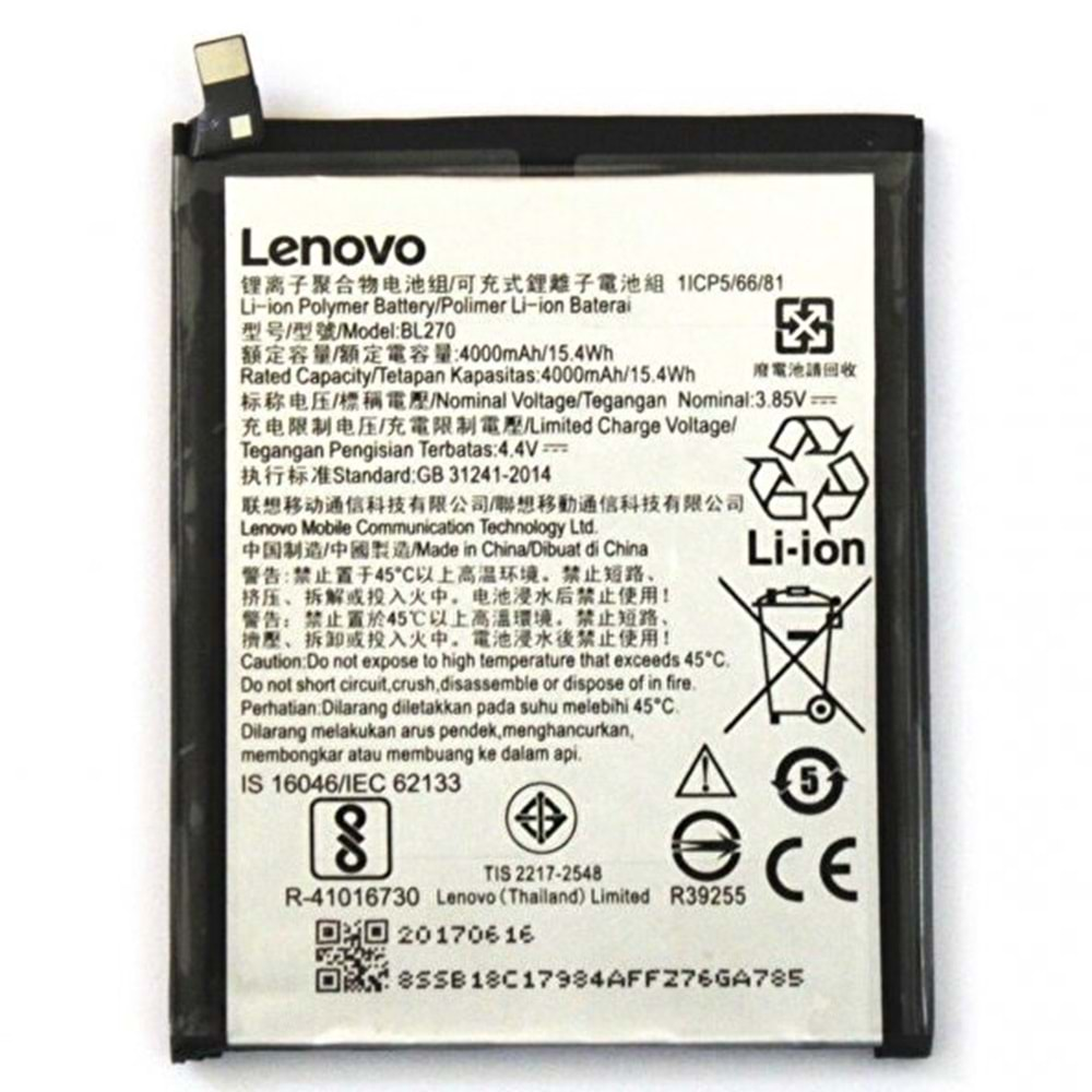 Lenovo K6 Note Orjinal Batarya Bl270 (K53A48)