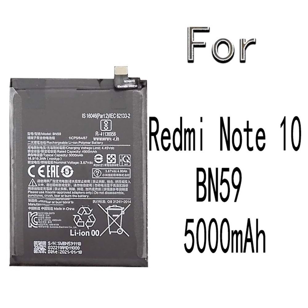 Xiaomi Redmi Note 10 Orijinal Batarya Bn59