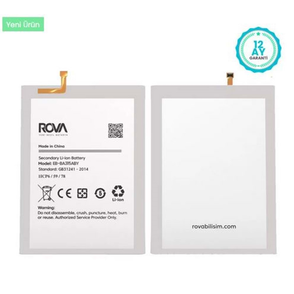 Rova Samsung A31 Sm-A315 Batarya Pil 5000 Mah