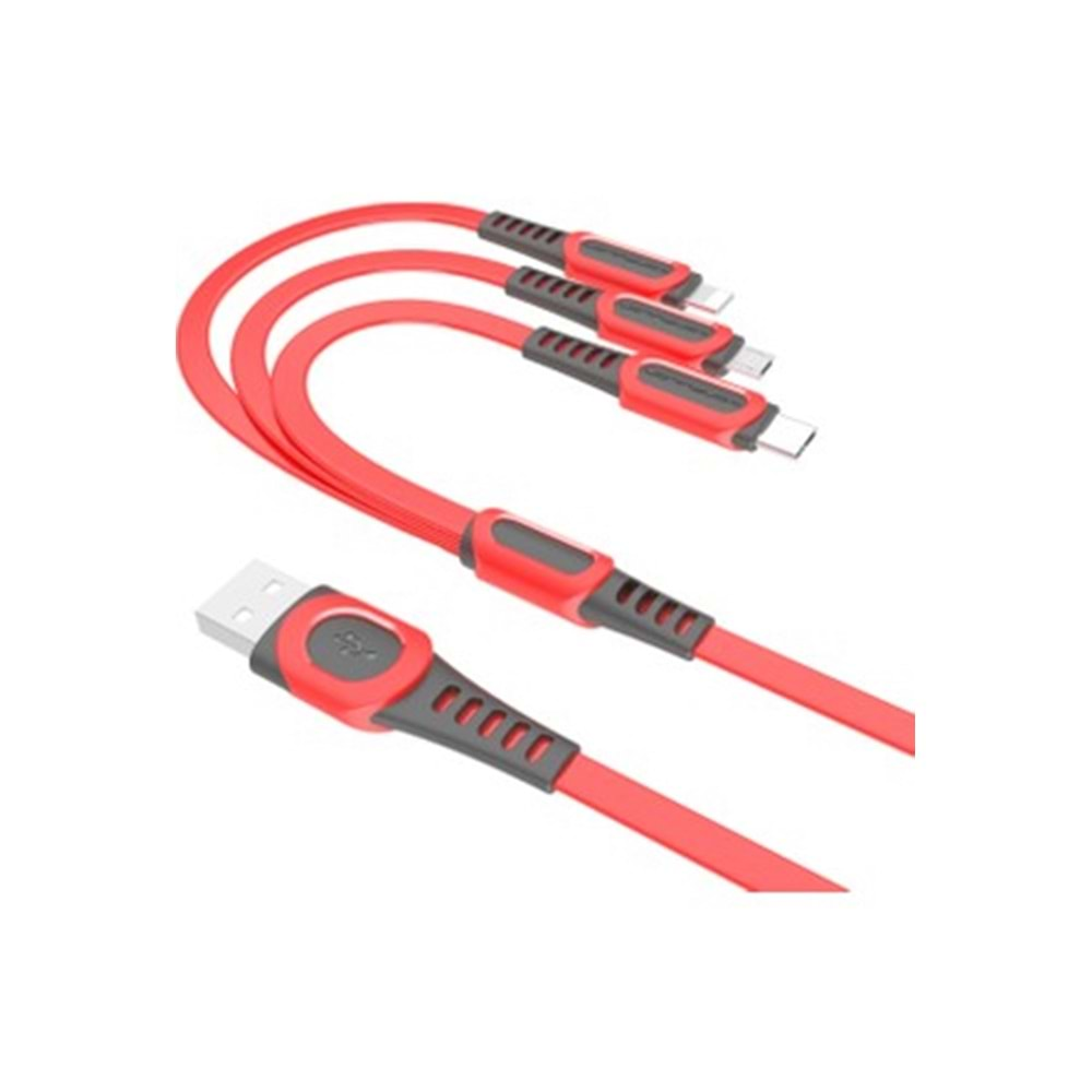 Konfulon DC19 3in1 Usb Kablo 1.3m Kırmızı