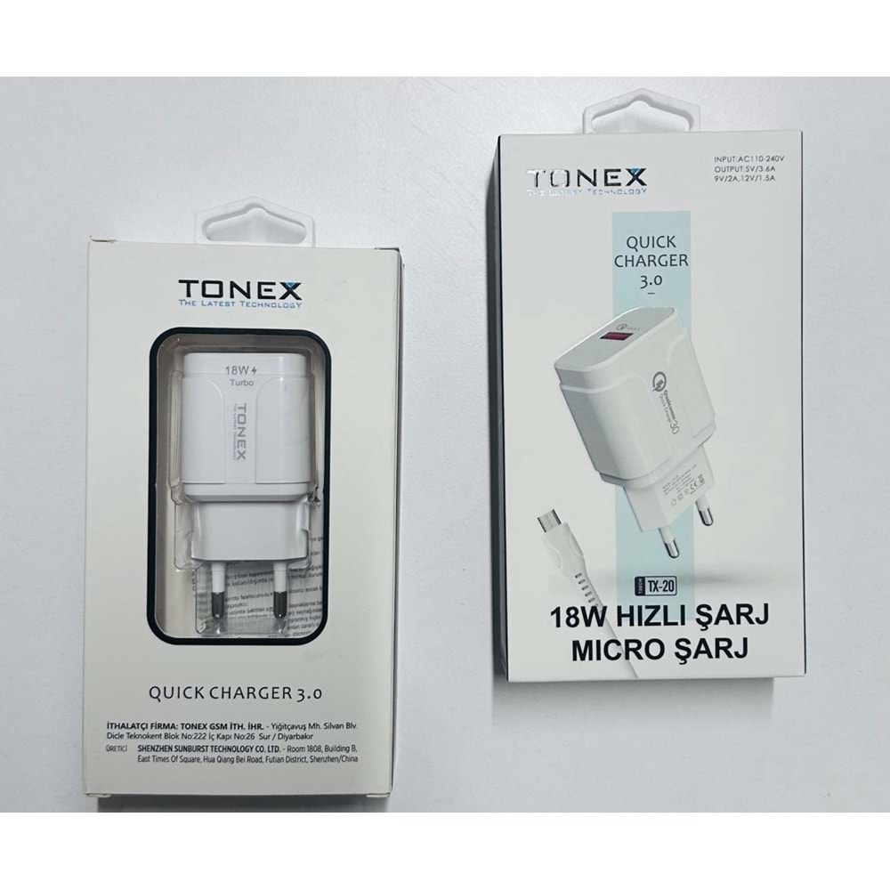 Tonex TX-20 3.6A 18W Micro Şarj Cihazı