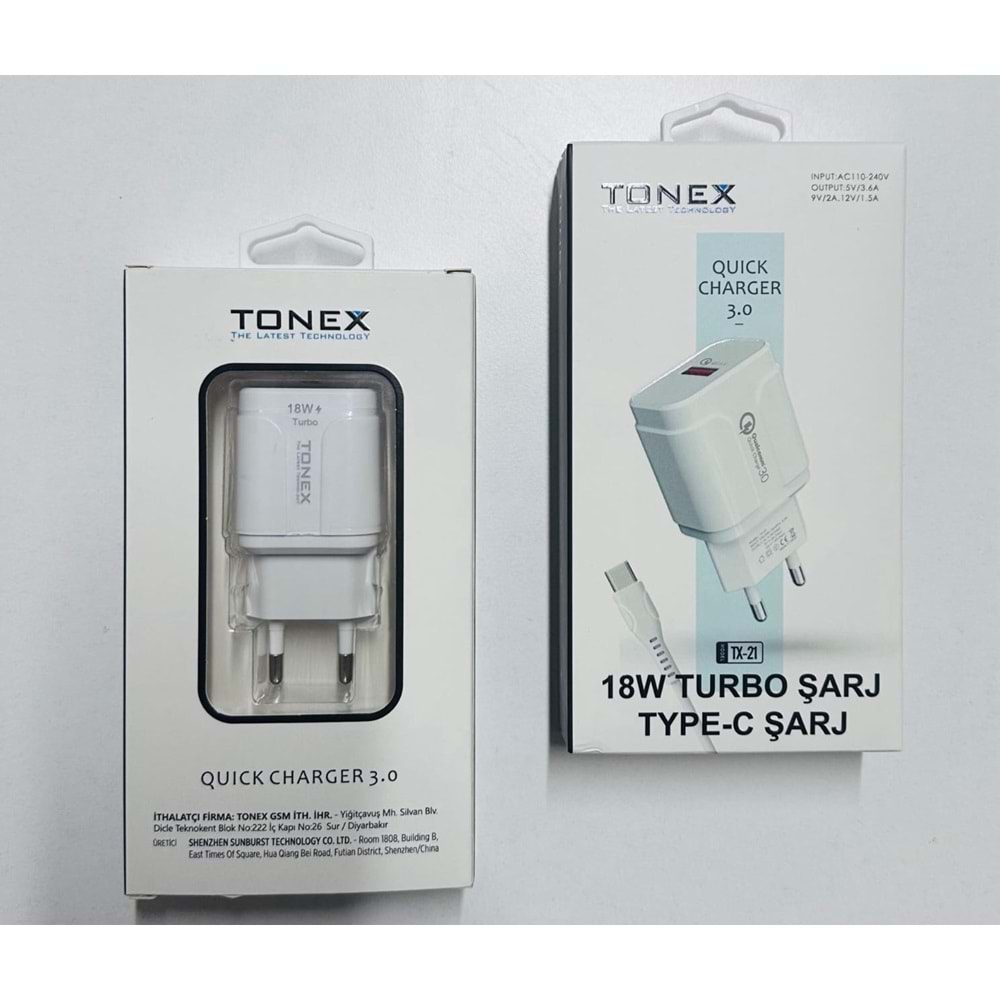 Tonex TX-21 3.6A 18W Type-c Şarj Cihazı