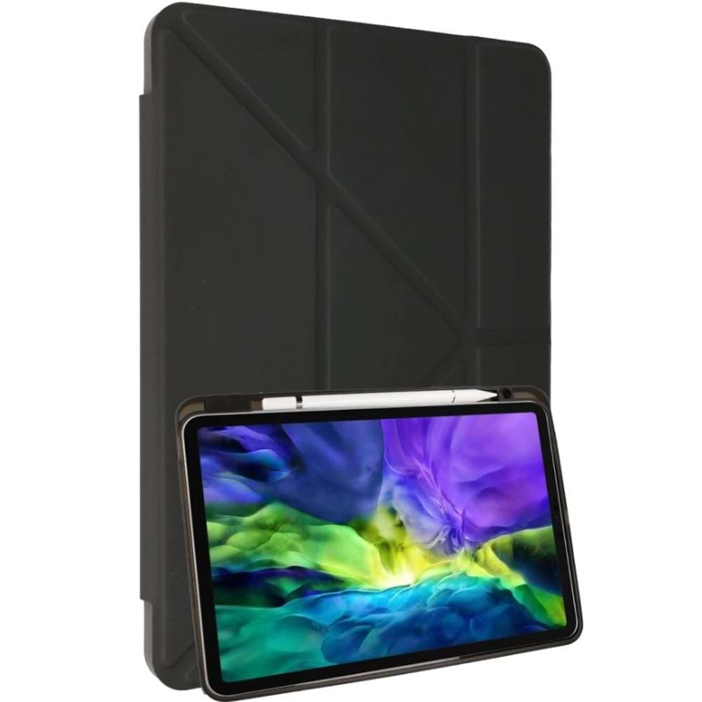 Newface iPad 2022 10.9 (10.nesil) Kılıf Kalemlikli Mars Tablet Kılıfı - Siyah