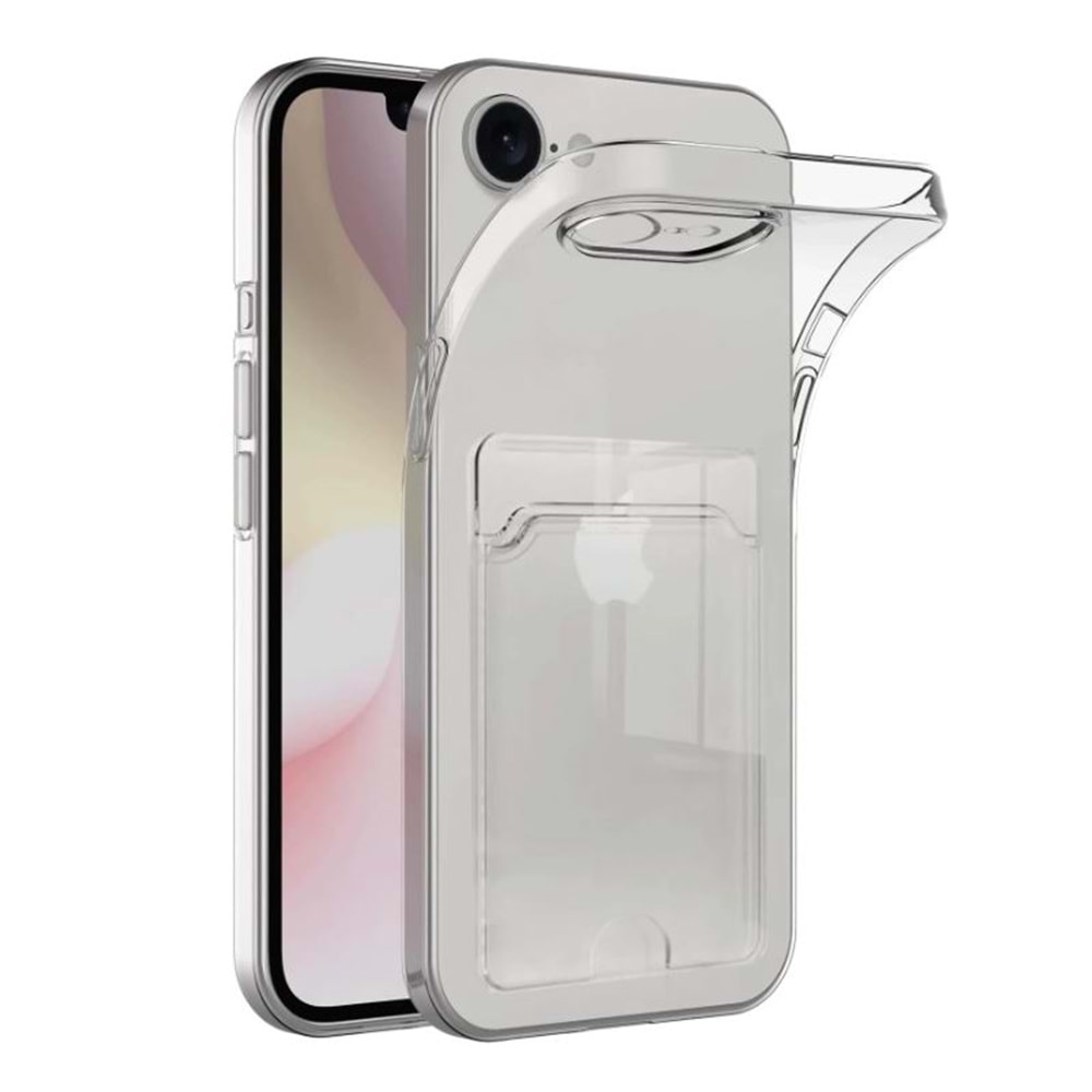 Newface iPhone 16E Kılıf Kart Şeffaf Silikon - Şeffaf