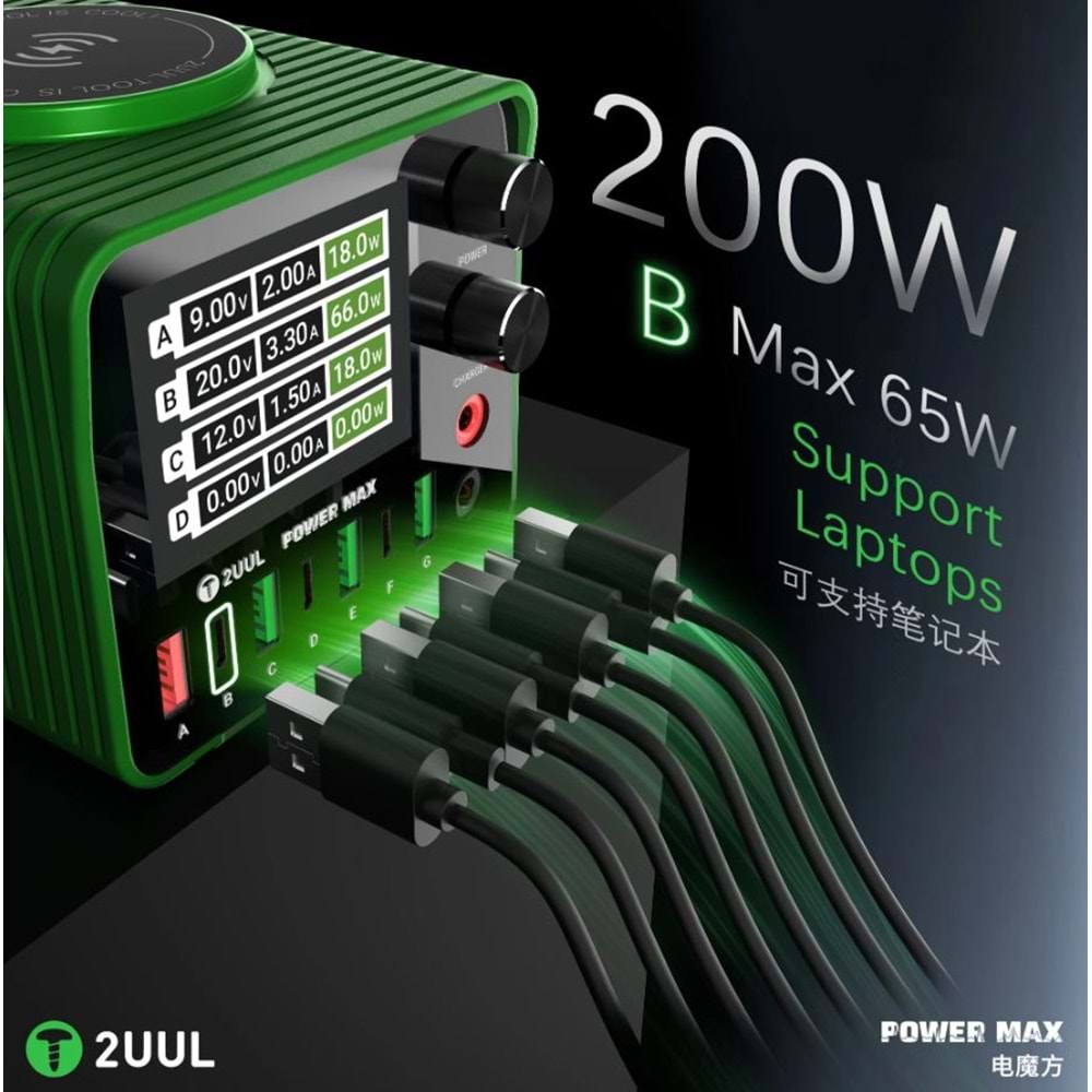 2UUL PC01 Power Max 200W Multi-Port Usb Typec Çoklayıcı Power Supply