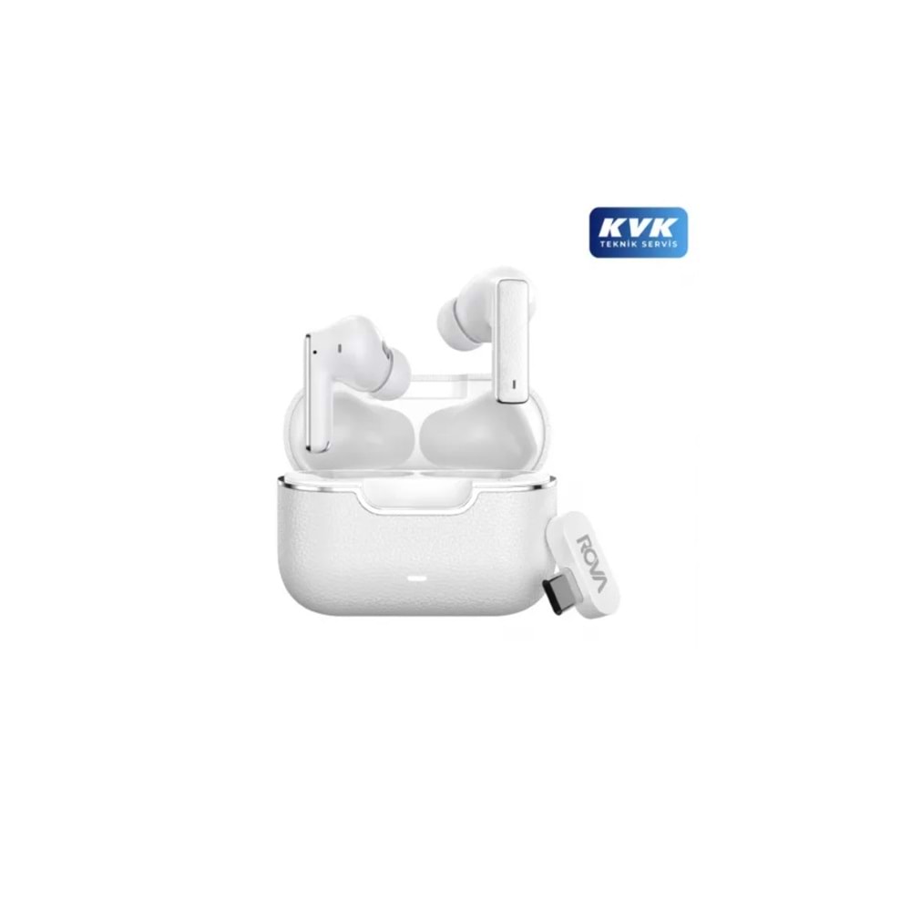 Rova RV-BKG509 Hybrid ANC + ENC PC Dongle Girişli Bluetooth Kulaklık BT5.4+EDR - Beyaz
