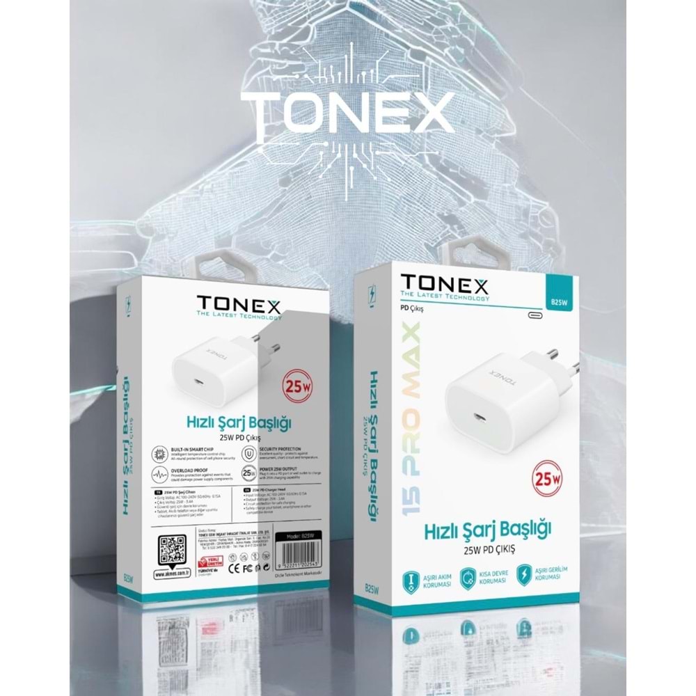 Tonex B25W Typec 25w 3.4A Yeni Nesil Şarj Başlıgı