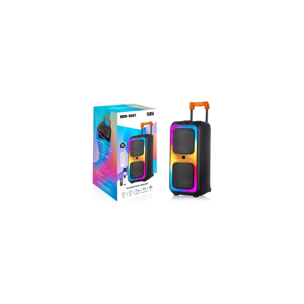 Ndr-1097 Taşınabilir Büyük Boy Rgb Işıklı Bluetooth Mikrofonlu Hoparlör