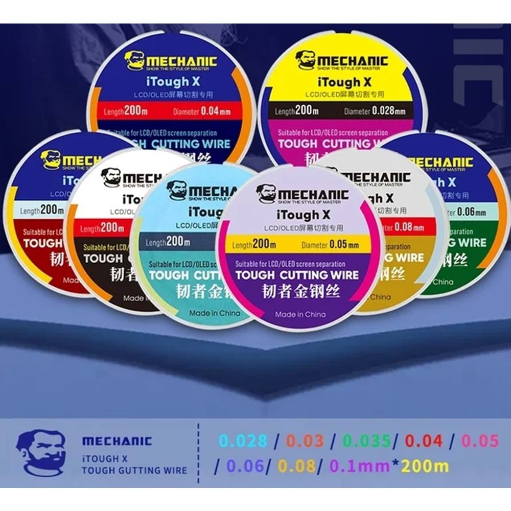 Mechanic İTough X Ekran Ayırma Teli 200 Mt 0,08 Mm