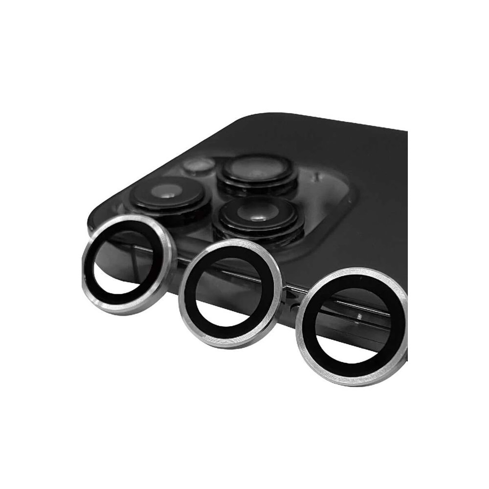 Newface iPhone 15 Pro / 15 Pro Max Raze Metal Kamera Lens - Gümüş