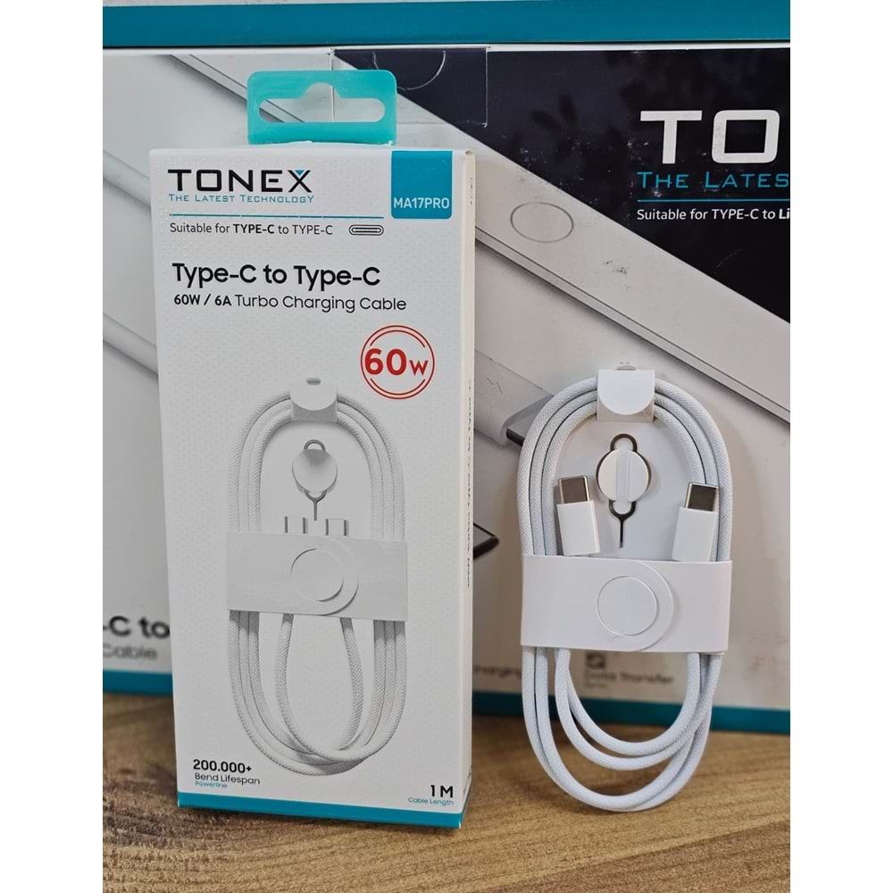Tonex MA17PRO Type-c To Type-c Pd Data Kablo Sim İğneli 60w Beyaz