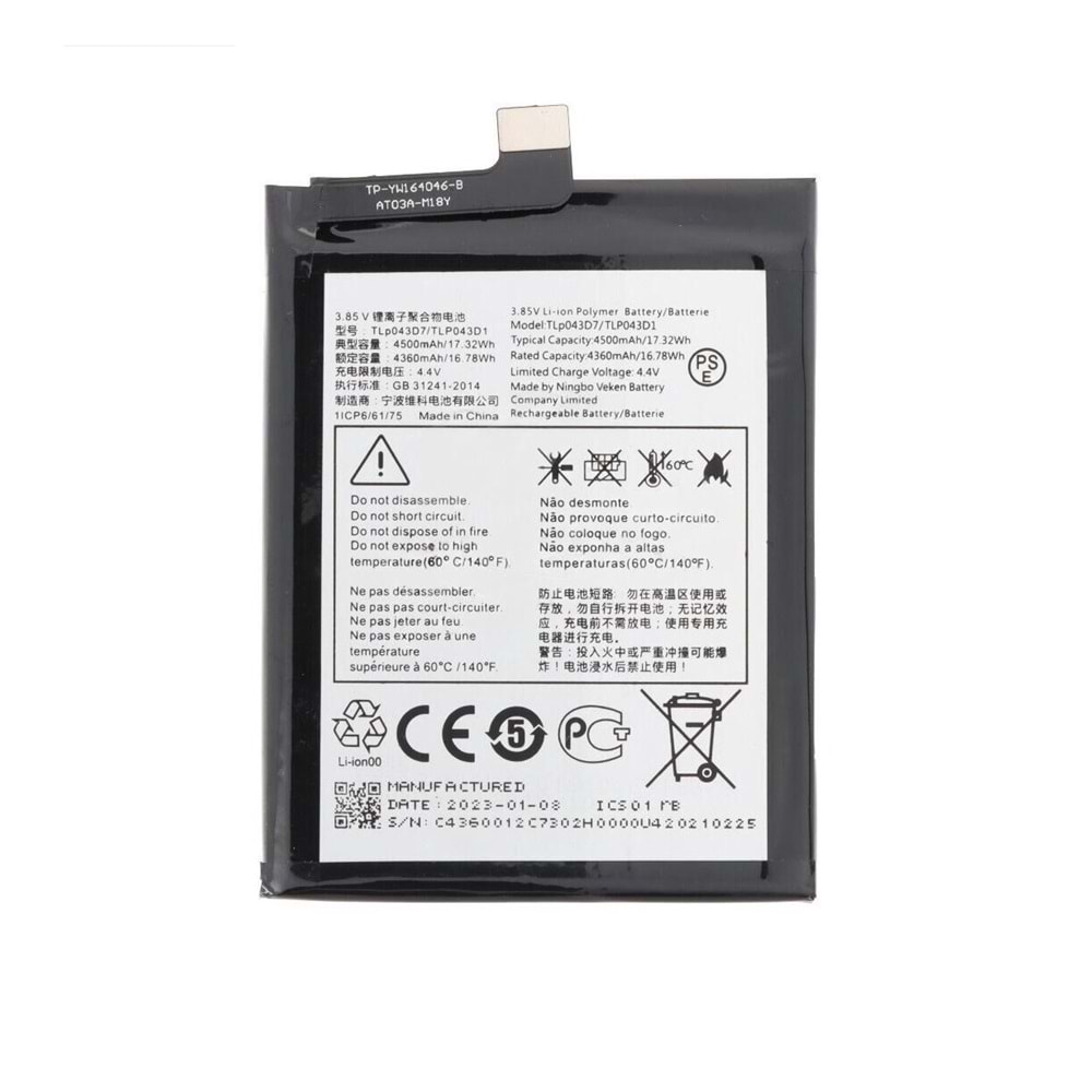 Red Power TCL 20 Pro - TCL 10 Plus Batarya TLP043D7