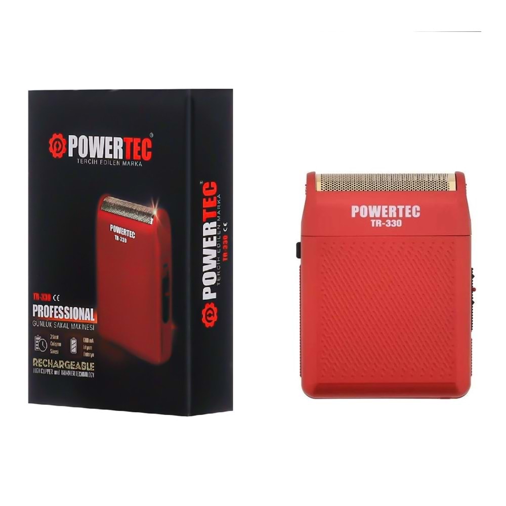 Powertec TR-330 Kablosuz Sakal Tıraş Makinası - Kırmızı