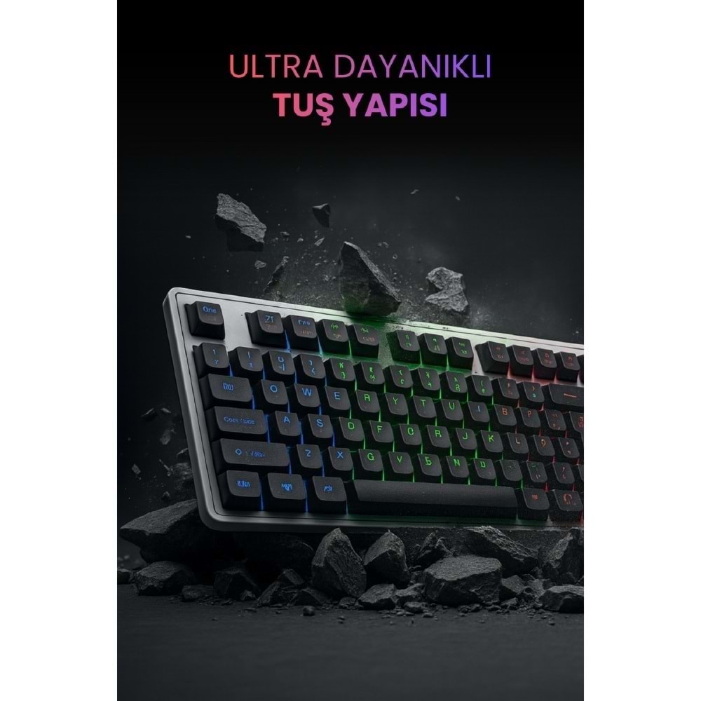 CONCORD C-67 Kablolu Gaming Işıklı Standart Q Klavye & Mouse Türkçe