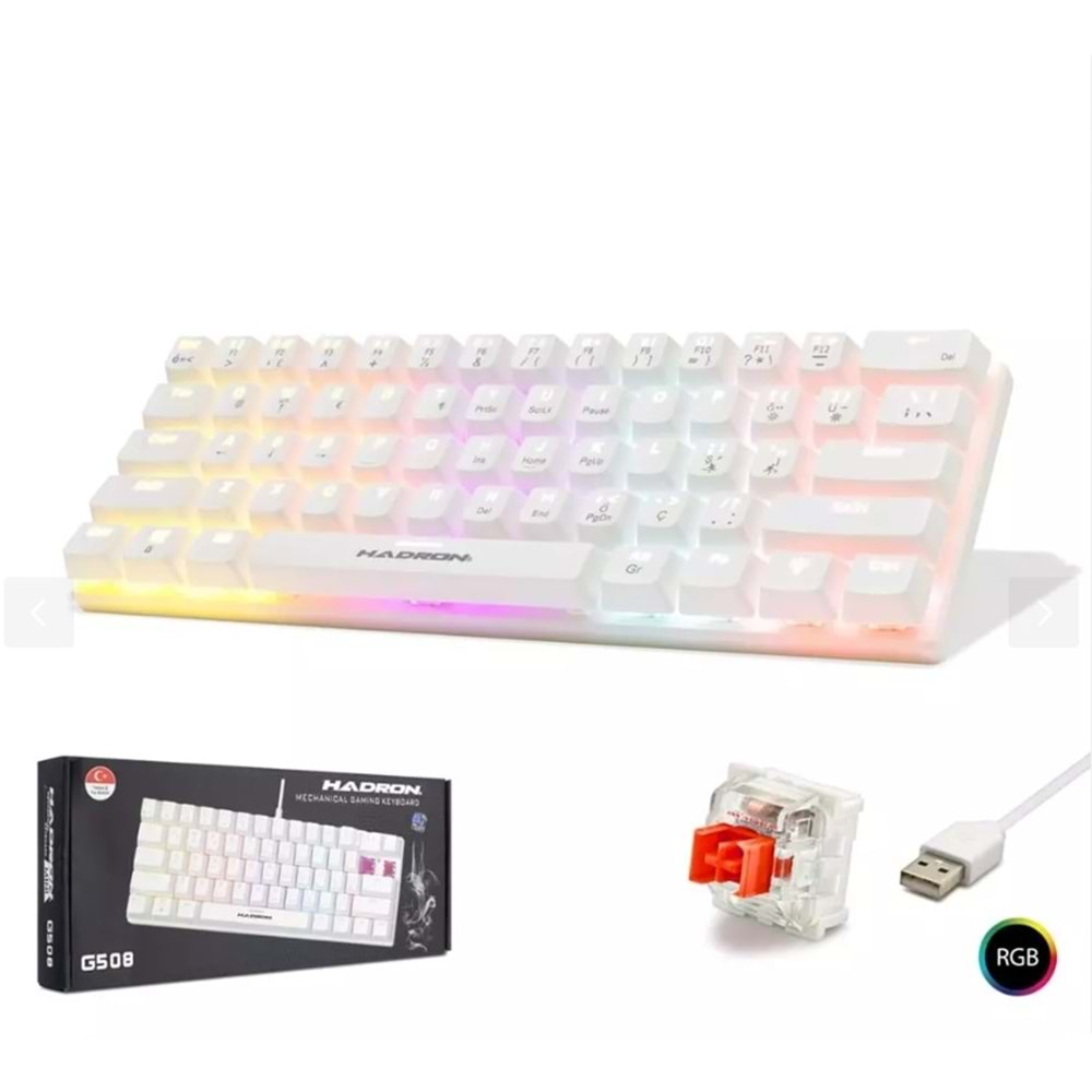 HADRON G508R Mekanik Gaming Mini Klavye Red Switch RGB - Beyaz