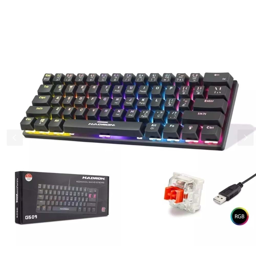 HADRON G509R Mekanik Gaming Mini Klavye Red Switch RGB - Siyah