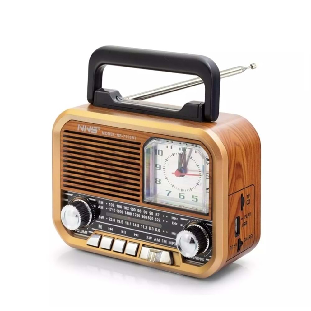 NNS NS7113BT Bluetooth Nostaljik Hoparlör FM 16.5 x 6.9 x 11.9 cm